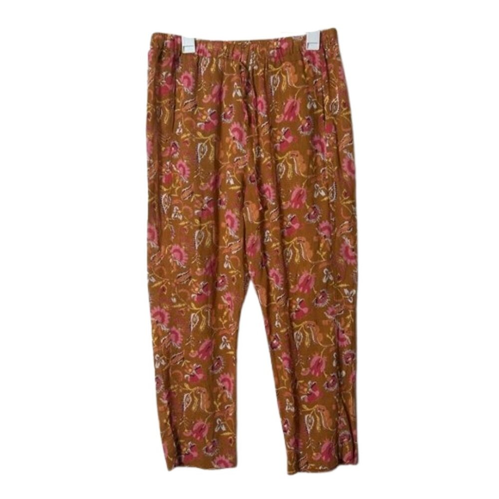 Xirena paxtyn dark gold floral cotton pants womens L